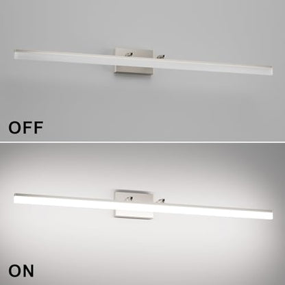 Aipsun 48inch Brushed Nickel Bathroom Llight Fixtures LED Vanity Light Adjustable Modern Vanity Lights Over Mirror Rotatable Lighting 5500K - color: Brushed Nickel, size: 47.2 in