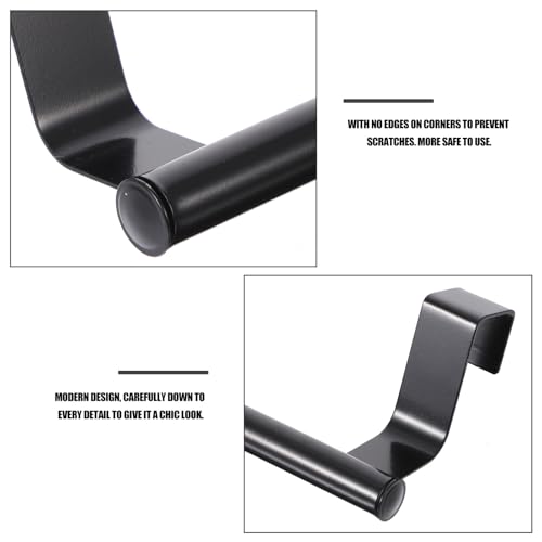 SHOWERORO 2pcs Black Stainless Steel Towel Bars No-Drill Over Door Towel Holders 36cm Large Bathroom and Kitchen Wall-Mounted Storage Racks