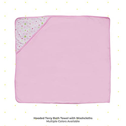 Spasilk Bath Hooded Towels & Washcloths Set for Babies, 2 Hooded Terry Bath Towels & 2 Washcloths, Pink Butterfly - color: Pink Butterfly