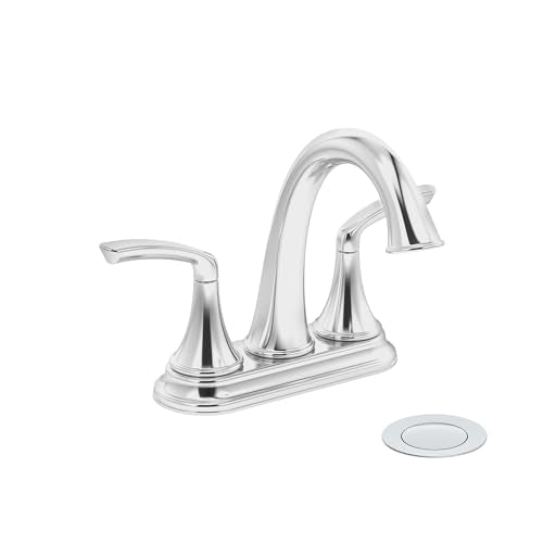 Elm 4 in. Centerset Two-Handle Bathroom Faucet with Push Pop Drain (1.0 GPM) - color: Polished Chrome