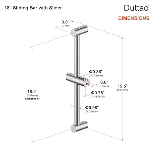 Shower Slider bar 18 Inches with Adjustable Handheld Shower Head Holder for Bathroom Shower Bar for Shower Head Stainless Steel Sliding bar with ABS Slider Oil Rubbed Bronze Finished DT5961ORB Duttao - color: Oil Rubbed Bronze