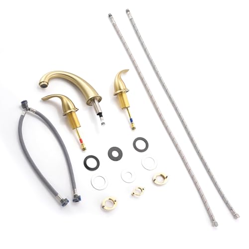 sumerain 8 Inch Widespread Bathroom Faucet 3 Hole 2 Handle Bath Faucet Brushed Gold - color: Brushed Gold