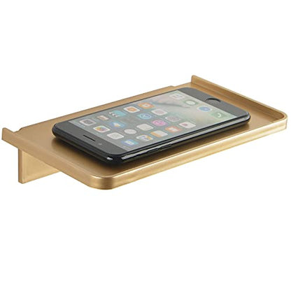 JDYOOMI Acrylic Floating Wall Shelves - Small Stick-on Wall Mounted Phone Shelf Holder Wipes Rack Smart Speaker Shelf for Bathroom,Kitchen,Toilet,Bedroom,Office - Gold - color: Gold