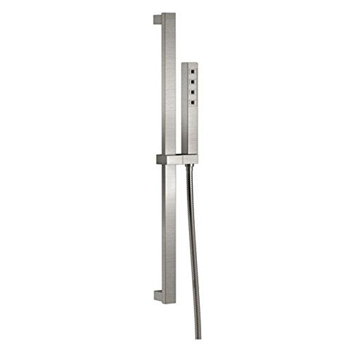 Delta Faucet Single-Spray H2Okinetic Slide Bar Hand Held Shower with Hose, Brushed Nickel Handheld Shower Head, Slide Bar Hand Shower, Handheld Shower, Detachable Shower Head, Stainless 51567-SS - color: Stainless