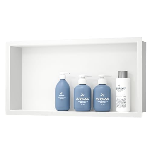 Stainless Steel Shower Niche White 24" X 12" No Tile Needed Niche | Recessed shower niche,bathroom niche shower for shampoo & soap storage,space-saving,horizontal niche,built-in shower shelf - color: White, size: 24" X 12"