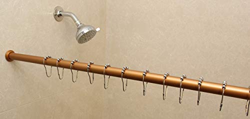 Urbanest 1" No Drilling Shower Closet Window Metal Premium Adjustable Tension Rod, Heavy Duty, 42-inch to 72-inch, Copper - color: Copper, size: 42"-72"