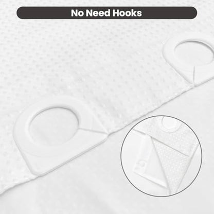 Inhousolu No Hook Shower Curtain with Removable Snap-in Liner, Waffle Weave 230 GSM Polyester, Weighted Hem, Water Repellent Washable, 60 x 72 Inch, White - color: White, size: 60"W x 72"L (Pack of 1)