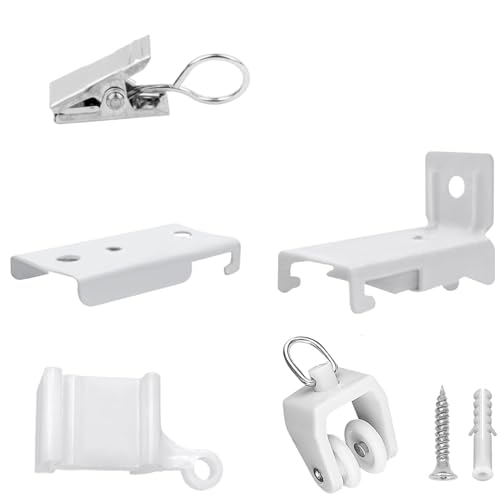 KOLAKO Ceiling Track Accessories, White Accessories Kits for Flexible Bendable Ceiling Wall Curtain Rail (5meters, 16.4ft) Room Divider Heavy Duty Bendable Curtain Track Accessories - color: White Curtain Track Accessories, size: 16ft accessories kit