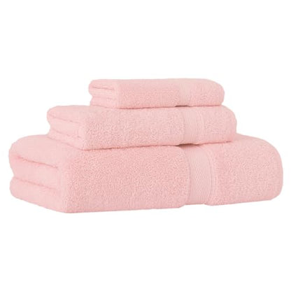 Supreme Terry 3-Piece 100% Turkish Cotton Towel Set, Hotel Quality Soft & Absorbent, 1 Luxury Bath Towel 1 Hand Towel 1 Washcloth-Pink - color: Pink, size: 3 Pcs Set