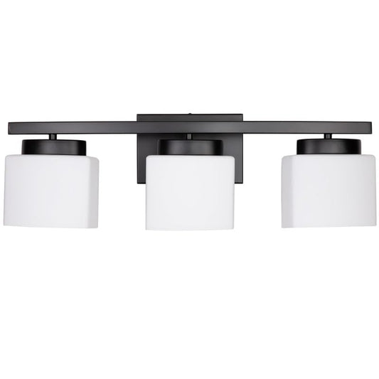 3-Light Bathroom Vanity Light Fixture Over Mirror, Modern Matte Black Vanity Lights with Milky Glass Shade, 23 inches Vanity Lighting Fixtures for Bathroom Lighting - color: Matte Black, size: 3-Light