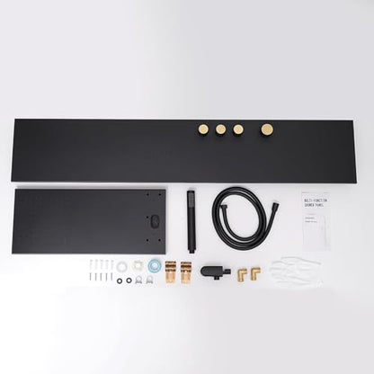 3 in 1 Shower Panel Tower System with Rainfall Shower Head, Handheld Shower Wand and Body Spray Stainless Steel Shower Tower Multi-Function Shower Panels for Bathroom, Black - color: Black, style: 3 IN 1 Shower Panel