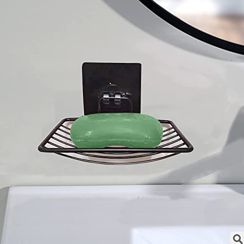 Stainless Steel Bar Soap Dish, Draining Soap Holder Sink-Black 2pcs | Shower Bathroom Tub Kitchen - color: Metal Black