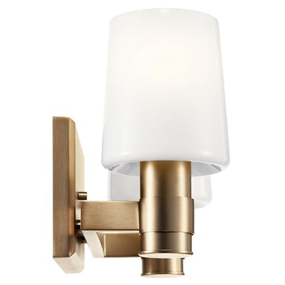 Kichler Adani 2-Light Bathroom Vanity Light, Champagne Bronze | Modern vanity light with opal glass for bathrooms and powder rooms (14.5" x 8.25"), 55175CPZ - color: Champagne Bronze, size: 14.5"