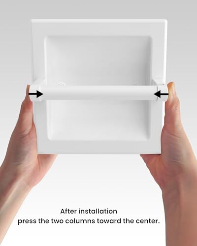 White Recessed Toilet Paper Holder Wall Mounted Stainless Steel | Post Pivoting Design Easy to Change Roll, in Wall Toilet Paper Holder for Mega Roll for Bathroom Waterproof & Rustproof - color: White