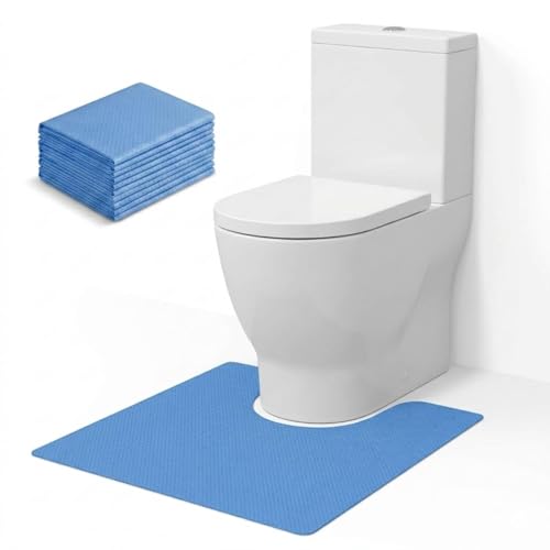 20 Pack Disposable Toilet Mats, Super Absorbent U-Shaped Toilet Floor Protector from Urine, Non-Slip Bathroom Rugs, Waterproof Commode Mats, 22" x 24"