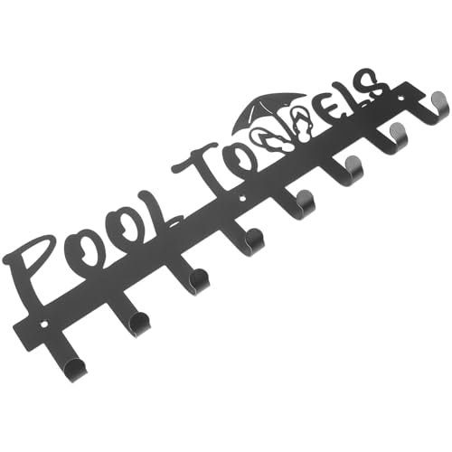 Cabilock Wall-Mounted Iron Towel Rack and Coat Hooks Black Metal Rack with Multiple Hooks for Bathroom and Entryway Storage