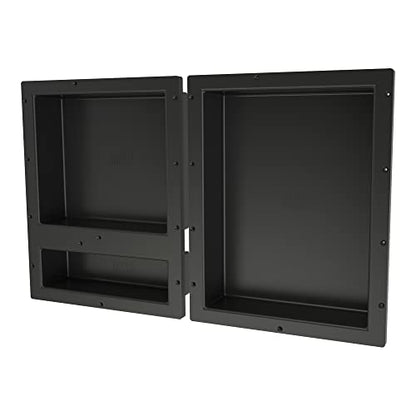 Tile Redi USA RNTH1620D-20S Niche Triple Recessed Shower Shelf, Three Shelves, 20" H X 32" W, Black - size: 20" H X 32" W, style: 3 Shelves