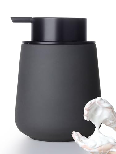 INGOFIN Ceramic Foaming Soap Dispenser - 12oz Foam Hand Soap Dispenser Bathroom, Ceramic Dish Soap Modern Dispenser with Pump for Kitchen, Matte Grey - color: Gray