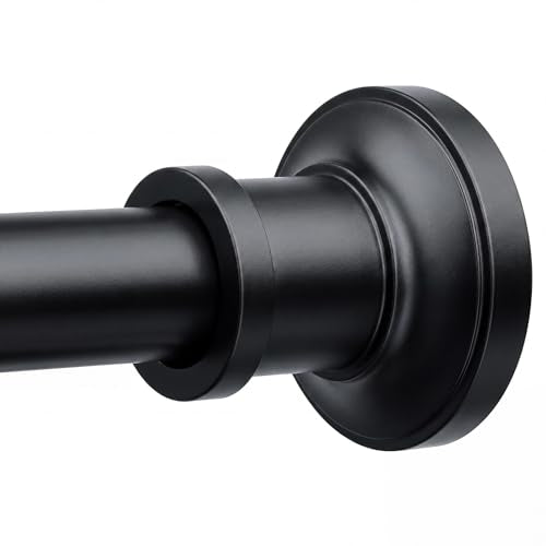 Black Tension Curtain Rod 24 to 64 Inch(2-5.3ft) - Spring Tension Shower Curtain Rod, No Drilling Tension Rod for Curtains Windows Closet Kitchen - color: Black, size: 24-64 Inches