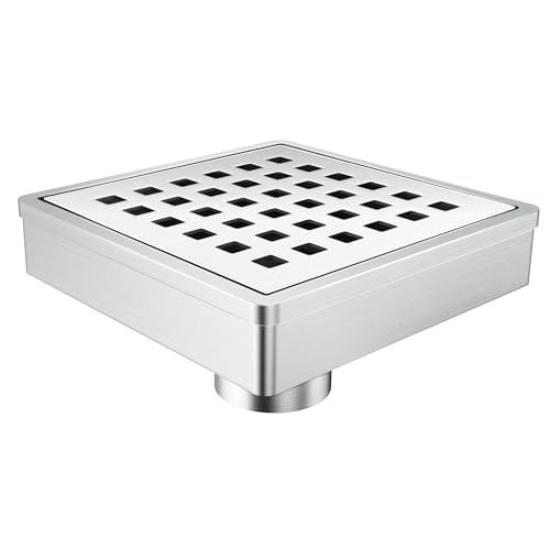 4 Inch Shower Drain, Modern 304 Stainless Steel Square Shower Drain | Brushed Nickel, 4 x 4, with Grate Removable,Hair Strainer, for Bathroom, Kitchen, Balcony, Garden, Remodel Shower, Tile Floor - color: Brushed Nickel, size: 4in