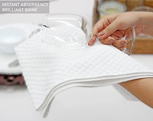 COTTON CRAFT Amazing Kitchen Towels - 8 Pack 100% Cotton Waffle Terry Towel | White - 16x28 inch Euro Café Waffle Weave Dish Towels - Soft Absorbent Quick Dry Low Lint Reusable Pantry Bar Cleaning Cloth - color: White, size: 8 Pack