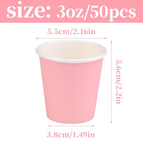 3 oz Small Paper Cups, 50 Pack Bathroom Cups Mouthwash Cups Pink | 3 oz Bathroom Espresso Cups, Disposable Paper Cups for Snack Espresso Campers Home Office Condos - color: Pink, size: 50 Count