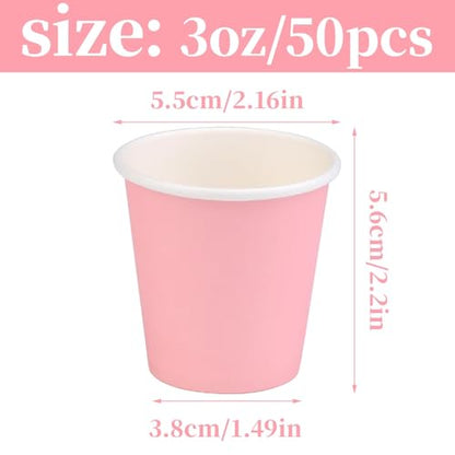 3 oz Small Paper Cups, 50 Pack Bathroom Cups Mouthwash Cups Pink | 3 oz Bathroom Espresso Cups, Disposable Paper Cups for Snack Espresso Campers Home Office Condos - color: Pink, size: 50 Count