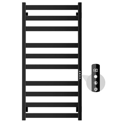 Towel Warmer 10 Bars, Stainless Steel Towel Warmer Rack | for Bathroom, Wall Mounted Towel Heater With Intelligent Touch Screen Timer, Hard Wired/Plug-In, Black - size: 10 Bars