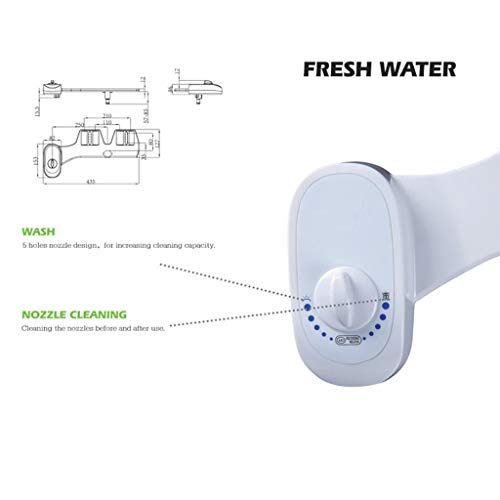 Bidet Toilet Seat Attachment, Nozzle Self- Cleaning, Fresh Water Spray Non-Electric Mechanical Bidet Toilet Seat Attachment, Flushing Sanitary Device,Save Toilet Paper (White)