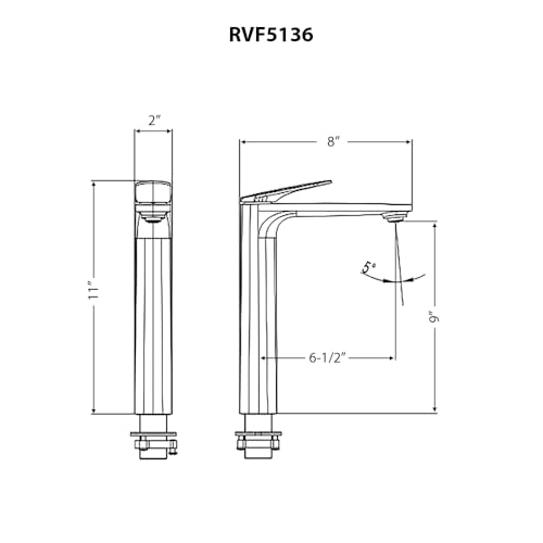 Ruvati Este Single Hole Tall Vessel Faucet Modern Bathroom Vanity in Brushed Nickel - RVF5136BN - color: Brushed Nickel