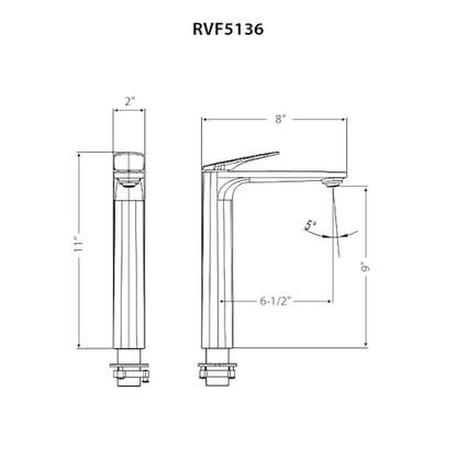 Ruvati Este Single Hole Tall Vessel Faucet Modern Bathroom Vanity in Brushed Nickel - RVF5136BN - color: Brushed Nickel