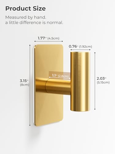 GWAAZXGZ Wall Towel Hooks, Heavy Duty Adhesive Hooks(Gold, 4 Pack) | Self-Adhesive, Stainless Steel, Rust Resistant, No Drill, Easy Install, Space Saving - color: Gold, size: 4 Pack