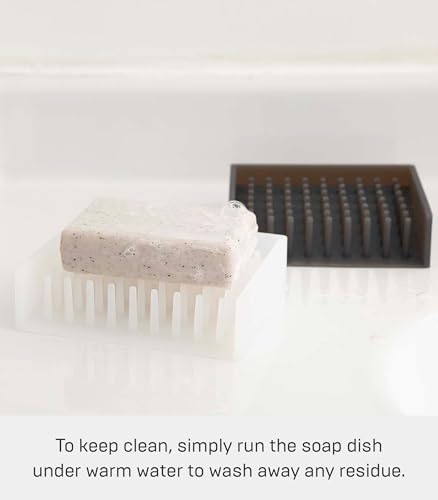 Yamazaki Home Self Draining Soap Tray - Floating Holder Dish for Sink, Silicone, No Assembly Req. | Self-draining soap tray with a slanted base that directs excess water back into the sink. Adds practical everyday storage. - color: Clear