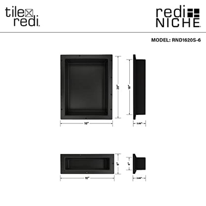 Redi Niche Double Recessed Shower Shelf – Black, Two Shelves, 16-Inch x 26-Inch x 4-Inch - size: 26" H x 16" W, style: 2 Shelves