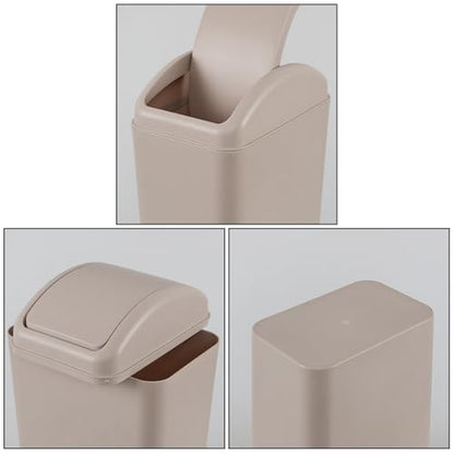 14 L Plastic Trash Can with Swing Lid, 3.5 Gallon Slim Garbage Can
