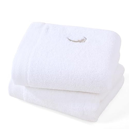 YiLUOMO Elegant White Hand Towels Silver Feathers Embroidered Set of 2 Super Thick Luxury 100% Cotton Ultra Soft Highly Absorbent Bathroom Hand Towel, 13 X 29 Inch - color: Silver