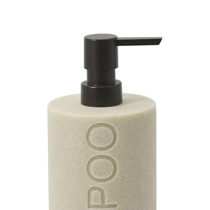 Resin Tan Sandstone Shampoo Engraved Bottle Refillable Pump Dispenser, Durable Waterproof Resin Construction for Bath, Shower - Tan Sandstone ORB Pump - color: Tan Sandstone Resin, Orb Pump - Shampoo