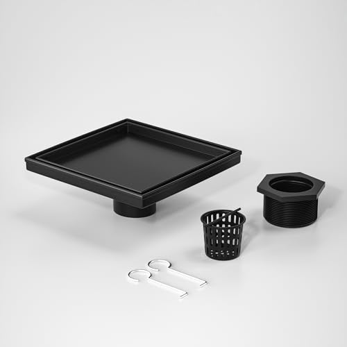 Square Shower Drain, 304 Stainless Steel Floor Drain 8" | with Tiled Insert Grate & Hair Strainer, Bathroom 2-in-1 Tiled in Drain, CUPC Certified - color: Matte Black, size: 8''