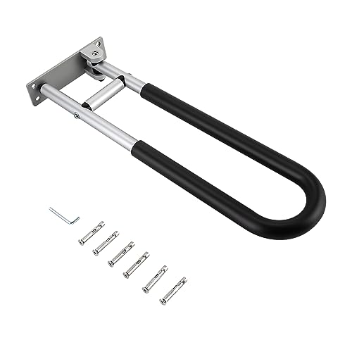 Foldable Toilet Grab Bar 23.6 inch, 120kg Capacity, Wall Mounted Toilet Safety Support for Handicap Elderly Seniors Disabled, Handicap Safety Rail Bathtub Grab Bars Rails