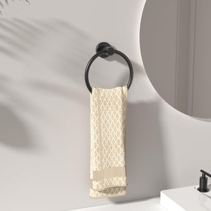 FORIOUS Towel Ring, SUS304 Stainless Steel Hand Towel Holder, Matte Black | Modern Hand Towel Holder Rack Hanger Round for Bathroom Wall Mounted, Ideal for Bathroom, Kitchen, RV - color: Matte Black