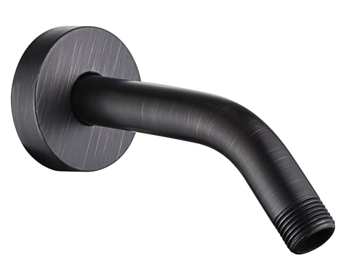 BRIGHT SHOWERS Brass Shower Arm with Flange 6 Inch Wall Mounted Shower Pipe Arm Extension for Fixed Shower Head and Handheld Showerhead, Oil-Rubbed Bronze - color: Oil Rubbed Bronze, style: Basic 6 Inch