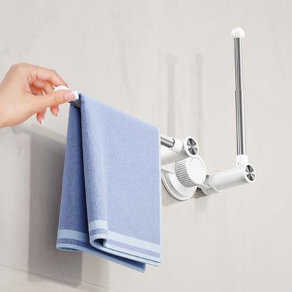 Towel Holder with Suction Cup & Double Aluminum Rod,Adjustable Length Angle Towel Rack,Sturdy and Reusable Wall Mounted Towel Bar for Bathroom,Kitchen,Porch -Double Rods（1 Pack） - size: Double- Rods