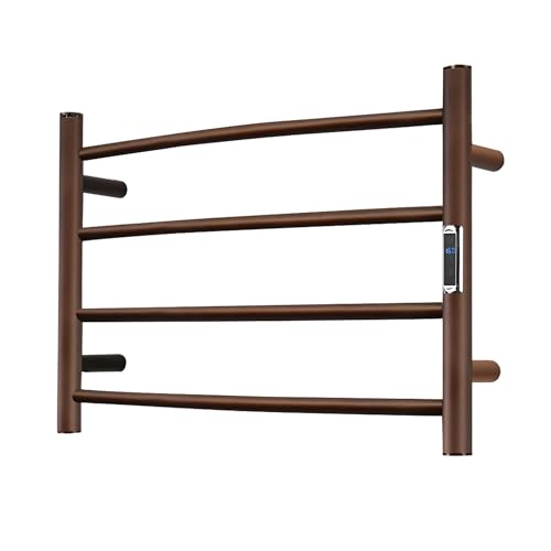Towel Warmer with Built-in Timer Bathroom Wall Mounted Bath Towel Heater Plug-in Electric Heated Towel Rack Stainless Steel Curved Round Oil Rubbed Drying Rack 16.54x23.62x5.51 inches ORB - color: Round Orb With Timer, size: 4 Bar