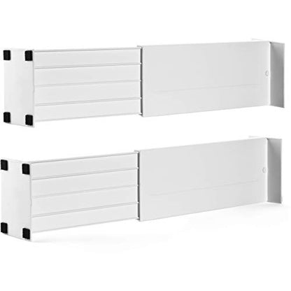 Dial Industries Adjustable Dresser Drawer Clothes Organizer Dividers, Set of 2, 4.5" Deep | Slides apart to fit drawers of any length, Separates socks, underwear and small items, Great for bedroom or bathroom drawers - size: 4.5 in Deep, (Set of 2)