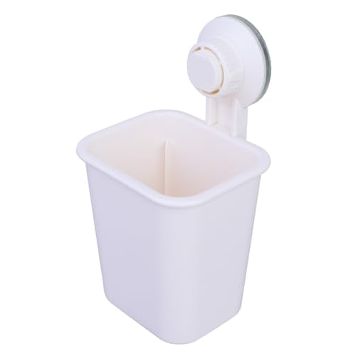 1pc Suction Cup Toothbrush Holder: Punch Free Toothpaste Rack Simple Wall Toiletries Organizer (White) - color: White