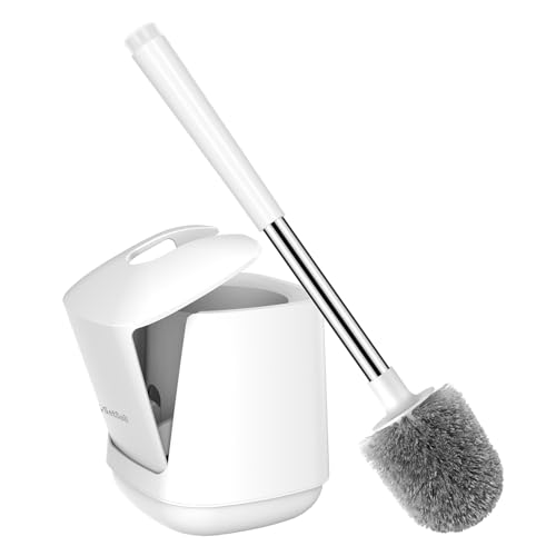 SetSail Toilet Brush, Self Closing Lid Toilet Bowl Brushes Holder and Extra Long Handle Ventilated Toilet Brush Set for Bathroom Cleaning, Nylon Bristles, Pure White - color: Pure White, size: 1 pack