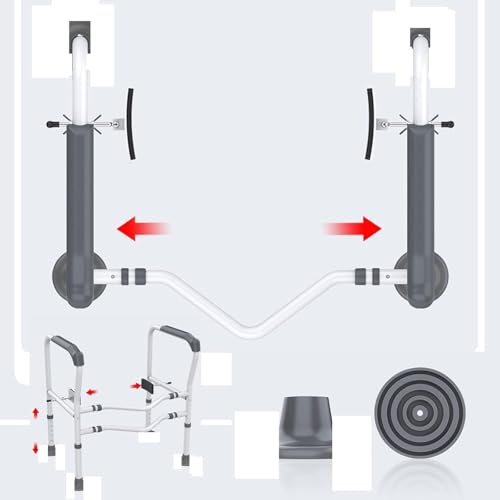 Toilet Safety Rails Frame, Sturdy Adjustable Free Standing Toilet Bathroom Rail, Toilet Safety Frame for Elderly, Handicapped, Fit Any Toilet(Gray) - color: Gray