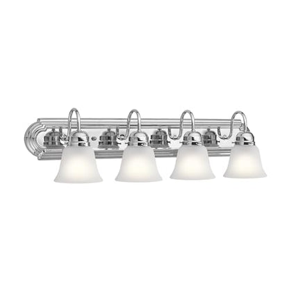 Kichler 30" 4-Light Vanity Bath Light in Chrome, Modern Bathroom Light with Clear Satin Etched Glass, ("30" W x 8" H), 5338CHS - color: Chrome, size: 30"