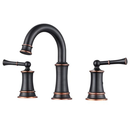 Oil Rubbed Bronze Bathroom Faucet,Bathroom Sink Faucet 3 Hole | , 360° Rotatable Spout, 2 Handles, 3 Hole Widespread, Pop Up Drain & Supply Lines Included, Antique Style (L2304-ORB) - color: ORB Bronze