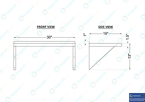 AmGood 30" Long X 16" Deep Stainless Steel Wall Shelf | NSF Certified | Appliance & Equipment Metal Shelving | Kitchen, Restaurant, Garage, Laundry, Utility Room - size: 30" Long X 16" Deep